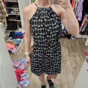 NWT Black palm tree halter dress